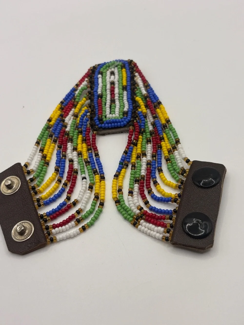African Beaded Maasai Bracelet Multi-Color Snap Closure 7.5